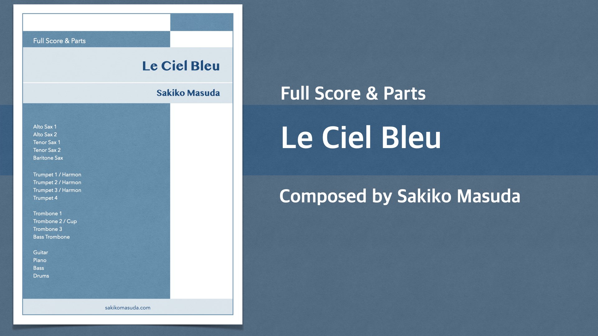 Le Ciel Bleu【Big Band オリジナル楽譜】 - Jazz Composer Sakiko Masuda