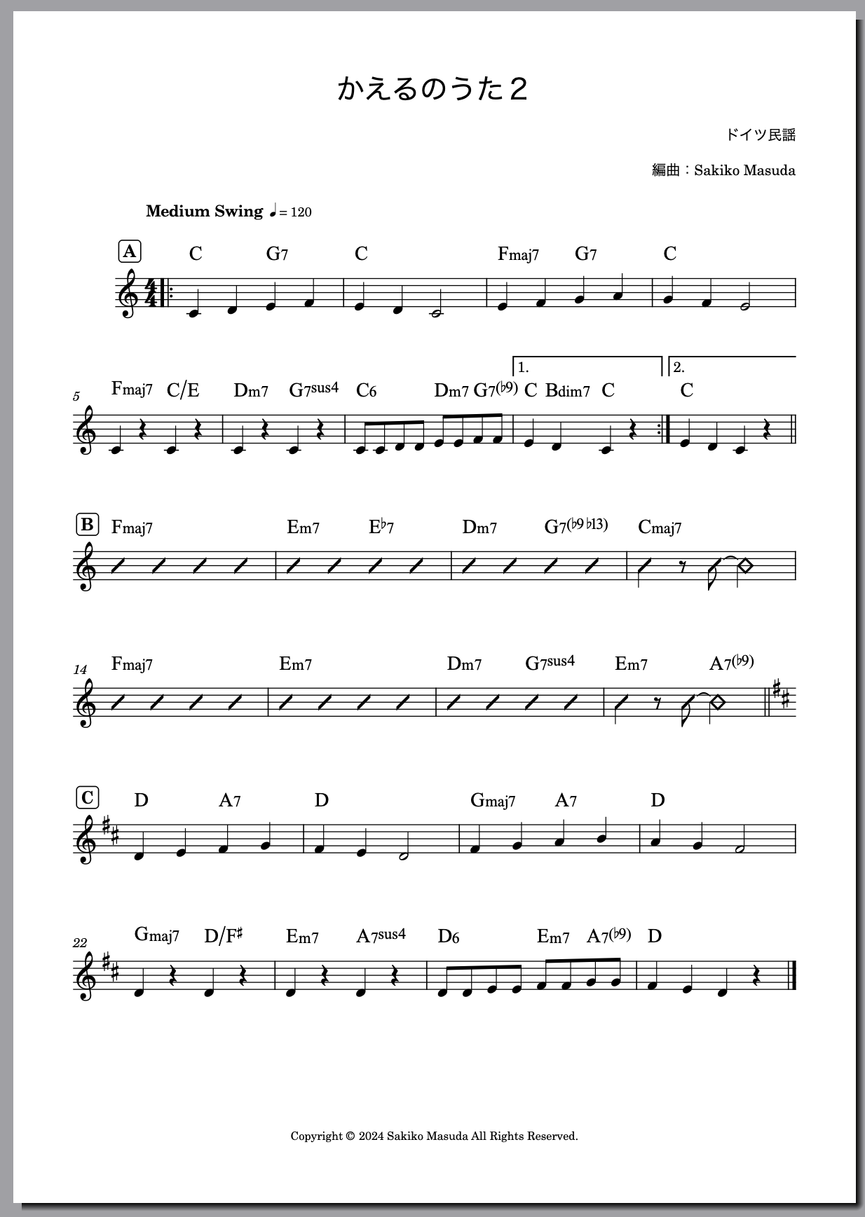 リードシートを作ってみよう No.2-6 【Dorico：移調】 - Jazz Composer